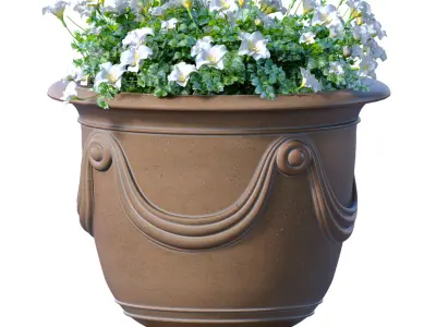 Flowerbeds bouquet bush plant Petunia Luxury classic garden pots 3D model