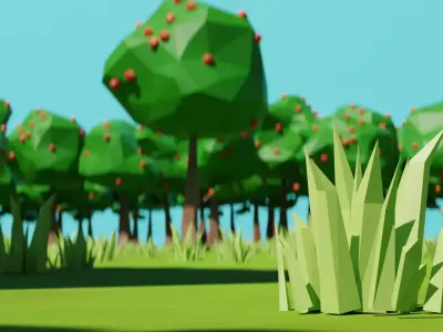 Forest Apple tree Environment Fully Procedural Free low-poly 3D model