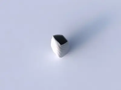 Vase bent rectangle with wavy extruded lines 2 3D print model