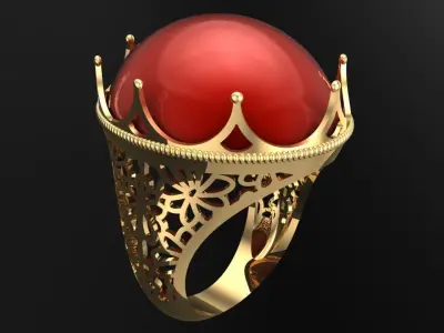 Gemstone Rings - Oval stone ring - Womens Rings 3D print model