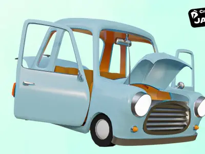 Cartoon Car Rig 3D model Low-poly 3D model