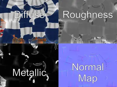 Classic Hot Air Balloon Navy Silver model pack Low-poly 3D model