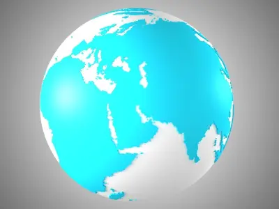 Solid Color Light Blue White Globe 3D model