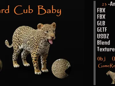 Leopard Cub Low-poly 3D model