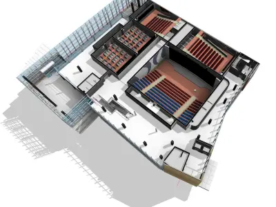 Cinemas Complex Low-poly 3D model