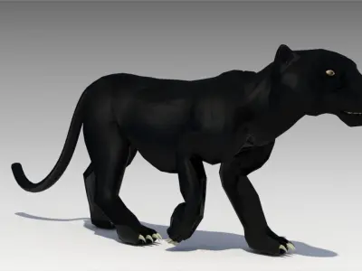 Black Panther Animated Low-poly 3D model