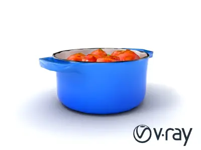 Contemporary Dutch Oven Pot with Meatballs Model Pack Low-poly 3D model