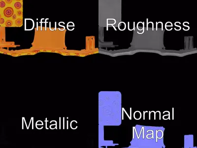 Colorful Retro Coffee Table Model Pack with Decorative Surface Low-poly 3D model