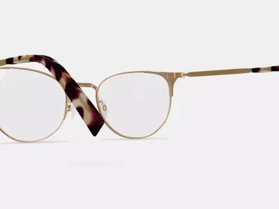 Ava Eyeglasses in Polished Gold with Brushed Navy 3D model