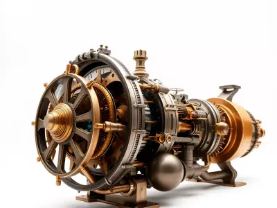 Steampunk Engine Model Pack with Intricate Design Low-poly 3D model