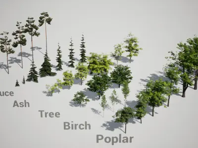 YarovoiTreesPack pine forest in mountains Low-poly 3D model