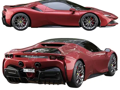 Ferrari SF90 Stradale Low-poly 3D model