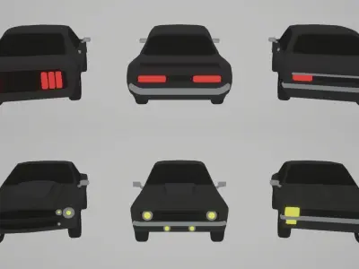 Flat World - Muscle Cars Low-poly 3D model