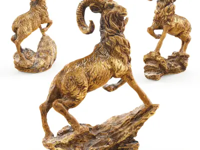 Scan 3 golden statues Low-poly 3D model