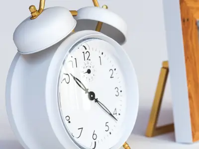 Alarm clock and wooden photo frame 3D model