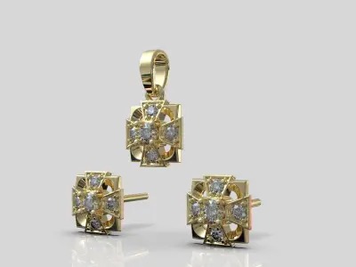 Lightweight earring necklace pendant model 915 3D print model