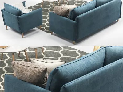 Chic sofa and armchair 3D model