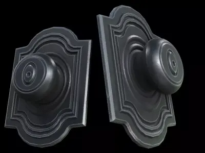 Keyed Rustic Grey Doorknob Handle Low-poly 3D model