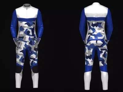 Cycling Set camouflage long sleeve jersey 3D model