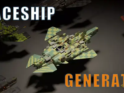 Procedural Spaceship Generator Free low-poly 3D model