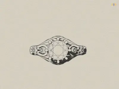 Vintage ring 65mm diamond 3D print model
