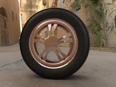Car Rim and Tire Low-poly 3D model