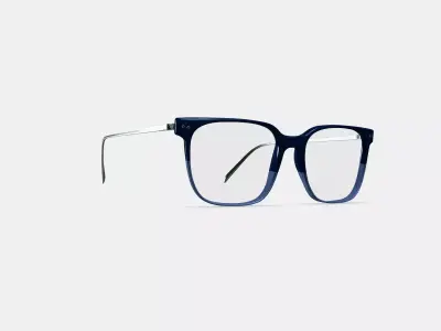 Caleb Eyeglasses in Midnight Fade with Polished Silver 3D model