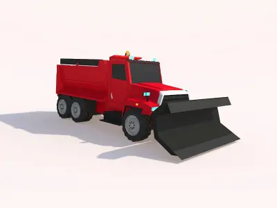 Cartoon Low Poly Snow Truck Low-poly 3D model