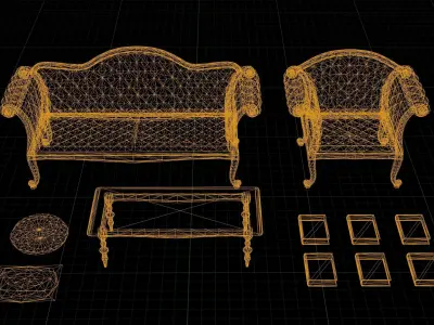Living Room Pack Low-poly 3D model
