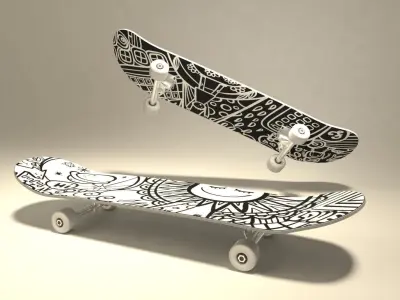  Realistic Hi-poly Skateboard 3D Model 3D model