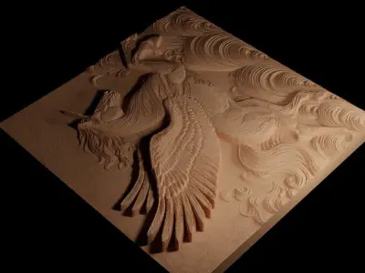 Flying Unicorn CNC 3d Print High Relief Sand Casting 3D print model