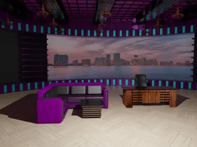 Talk Show TV Studio Low-poly 3D model