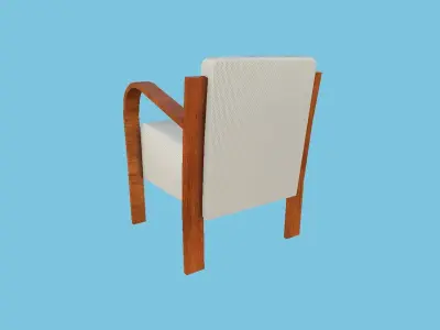 White and Wood Armchair - Furniture Interior Design Low-poly 3D model