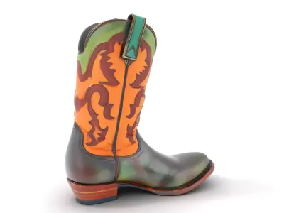 Western Cowboy Boot Model Pack with Decorative Pattern Low-poly 3D model