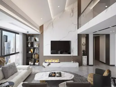 of duplex room living 3D model