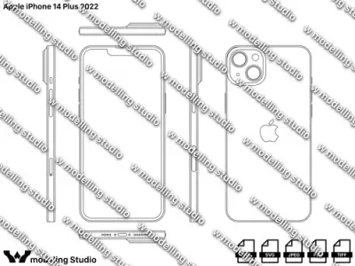 Apple iPhone 14 Plus 2022 blueprint Texture