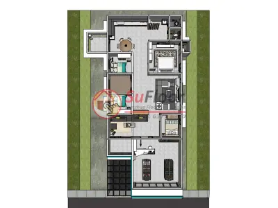 House 9x22m code 488- Sketchup 3D model 3D model 3D model