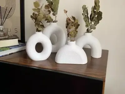 SET OF 4 DONUT VASES BOHO NORDIC MINIMALIST BOHEMIAN 3D PRINT 3D print model
