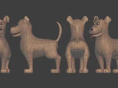 Cartoon Dog Subdivision Ready for Film Low-poly 3D model