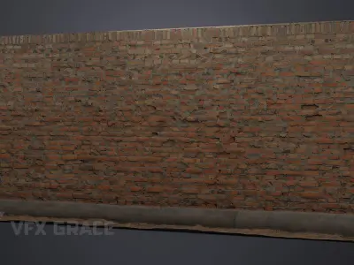 Red Brick Wall 004 3D model