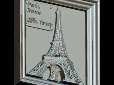 Eiffel Tower Panno STL File for CNC Relief engraving 3D model