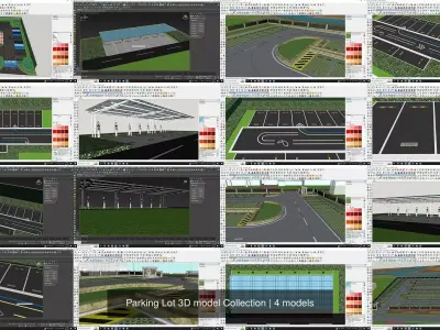 Parking Lot 3D model Collection 3D Model Pack