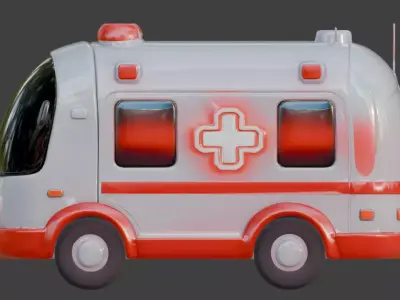 Futuristic Stylized Ambulance 3D Model Low-poly 3D model