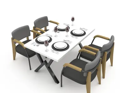 3D dining table 001 Low-poly 3D model