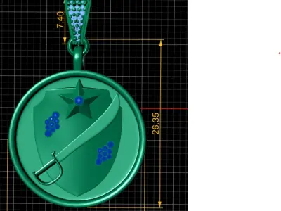 SWORD AND STAR DESIGN COIN PENDANT 3D-PRINTABLE MODEL  3D print model