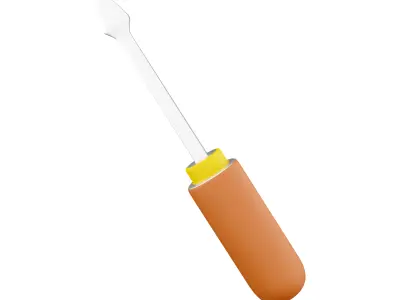 Flat head screwdriver cartoon icon 3D model