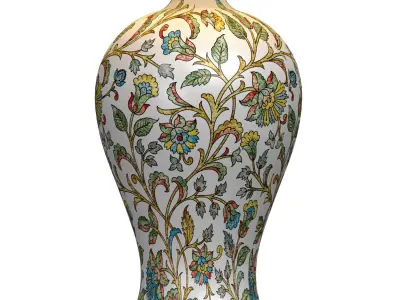 European Floral style Ceramic Table Lamp Retro Nightstand  3D model