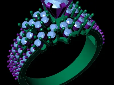 Ruby With Dimond Gold Beautiful Ring  File 3D print model  3D print model