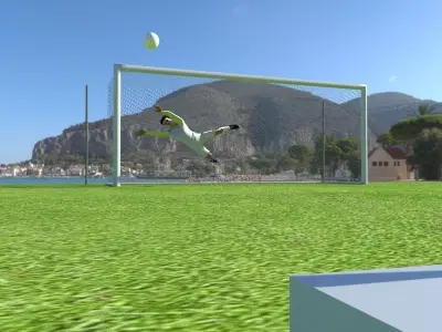 Soccer net animated Low-poly 3D model