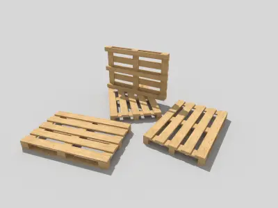 Wooden Pallet Low-poly 3D model